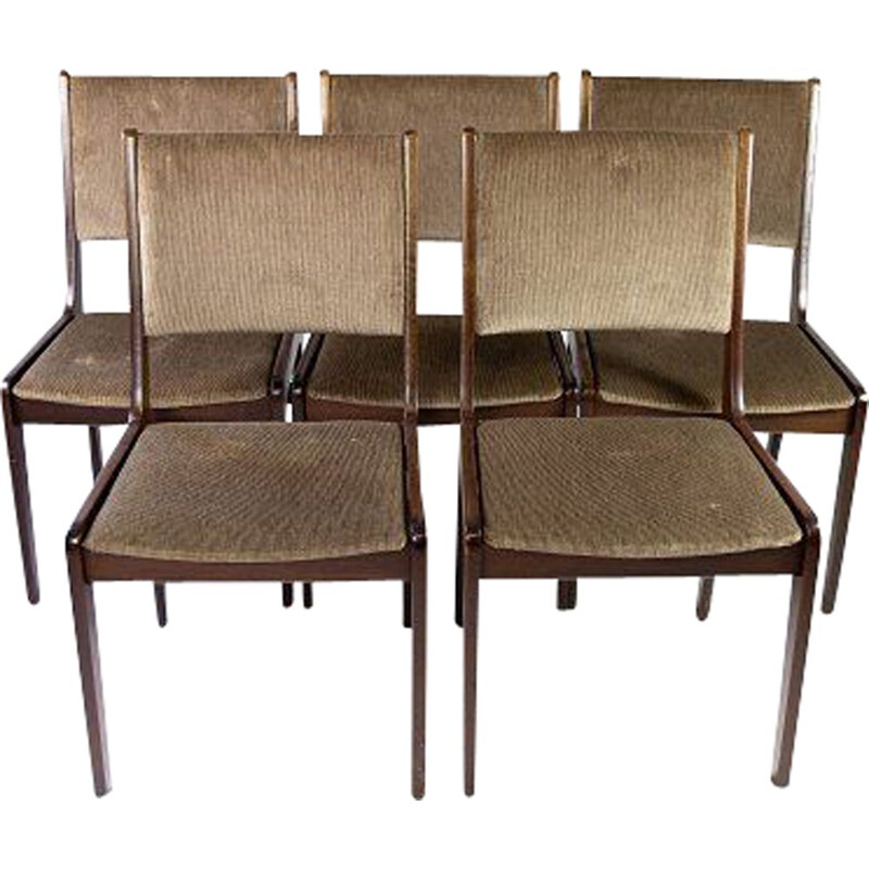 Set of 4 vintage dining room chairs in dark by Farstrup, Denmark 1960s