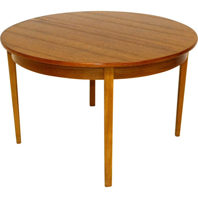 Mid century teak dining table with 3 extensions of 40cm each , Norway 1960