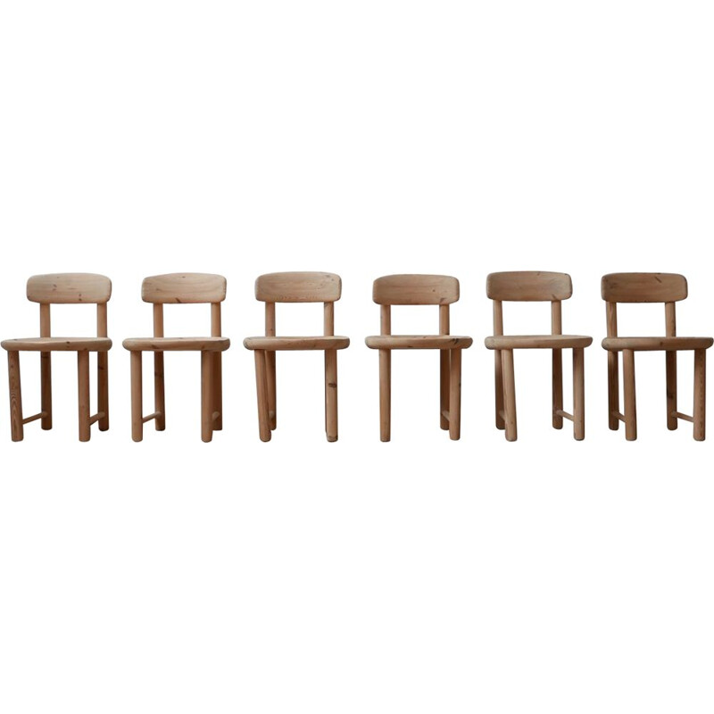 Set of 6 vintage pine chairs by Rainer Daumiller