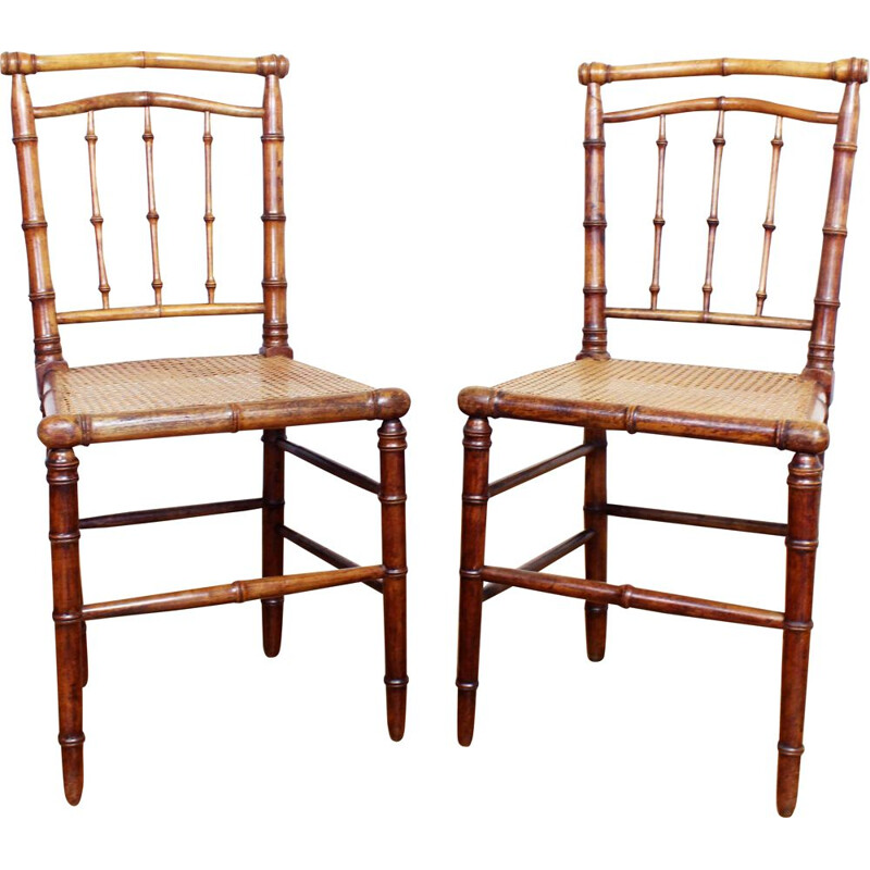 Pair of vintage beechwood chairs