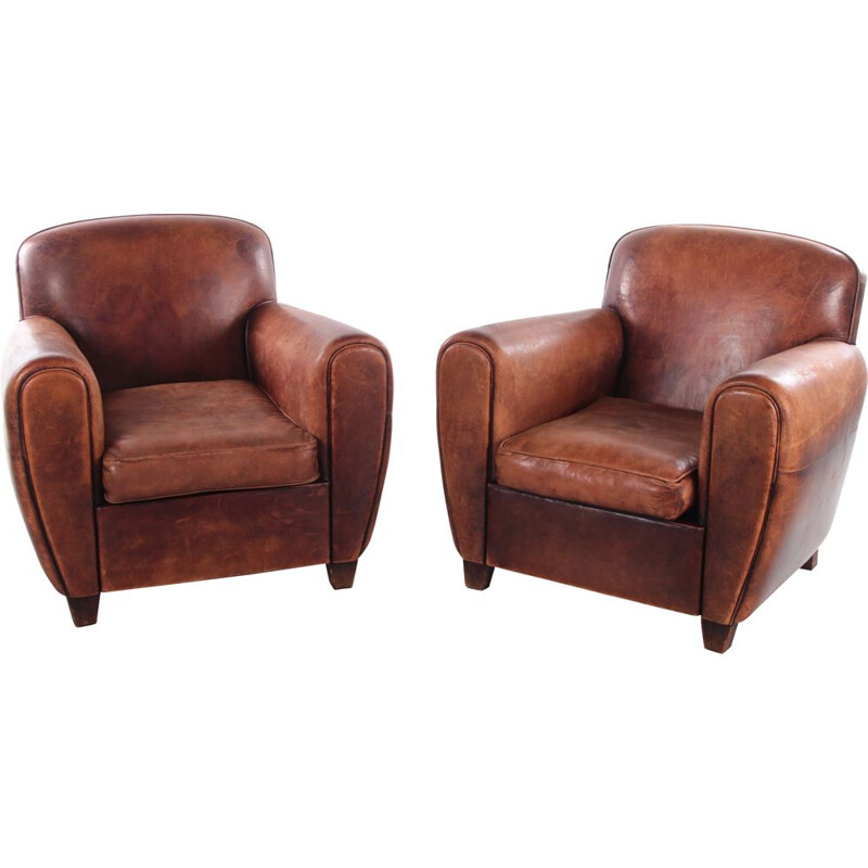 Pair of vintage sheepskin armchairs Netherlands 1980s