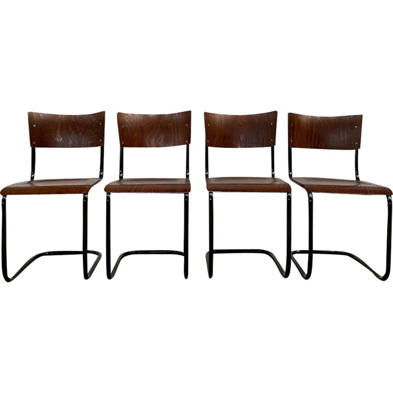 Set of 4 vintage tubular chairs by Martin Stam 1930s