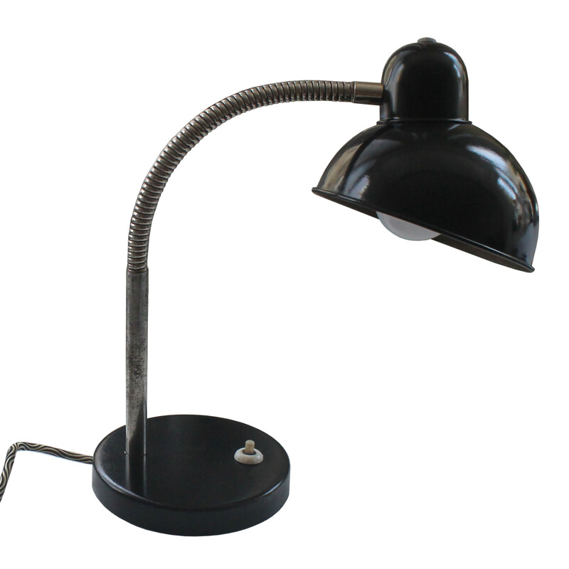 Lámpara de mesa vintage de acero negro 1970