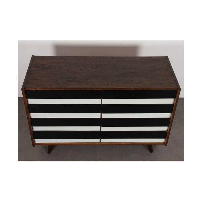 Vintage dark oak chest of drawers model U-453 by Jiri Jiroutek, 1960