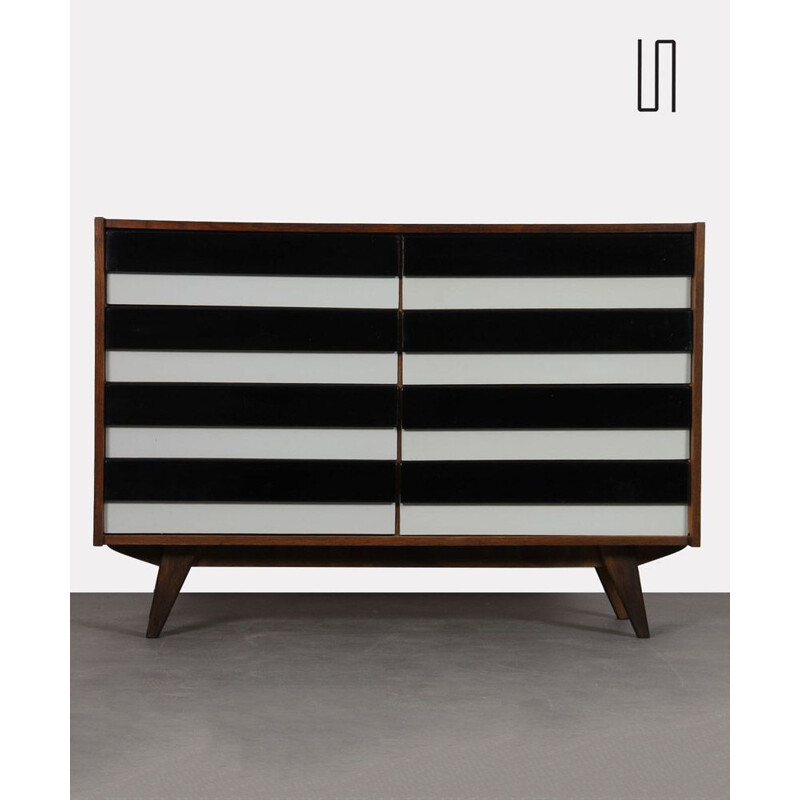 Vintage dark oak chest of drawers model U-453 by Jiri Jiroutek, 1960