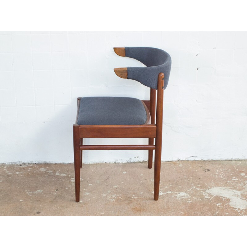 Juego de 4 sillas danesas de teca y tela - 1960