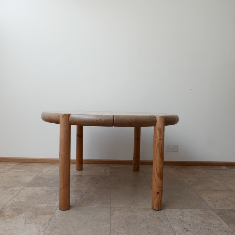 Table à manger circulaire vintage en pin par Rainer Daumiller pour Hirtshals Savværk Suède, 1970