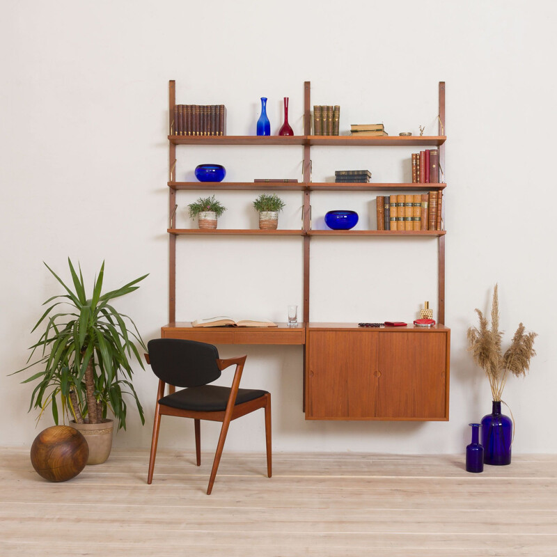  Mid century 2 bay wall unit royal with a desk and a cabinet by Poul Cadovius, 1960s