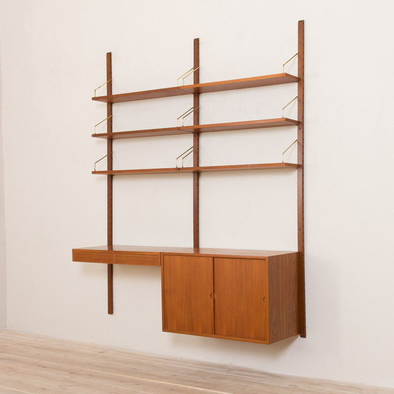  Mid century 2 bay wall unit royal with a desk and a cabinet by Poul Cadovius, 1960s