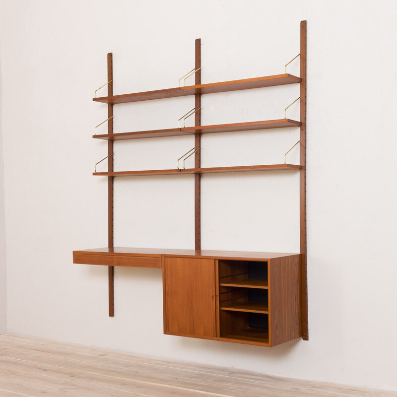  Mid century 2 bay wall unit royal with a desk and a cabinet by Poul Cadovius, 1960s
