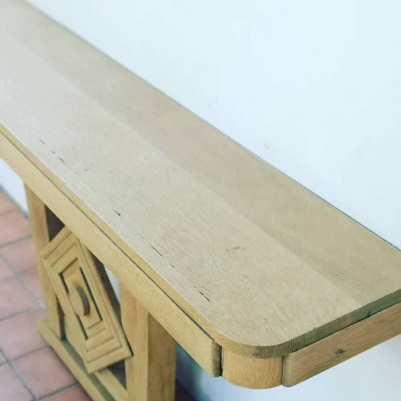 Pair of vintage art deco console in bleached oak, 1940s