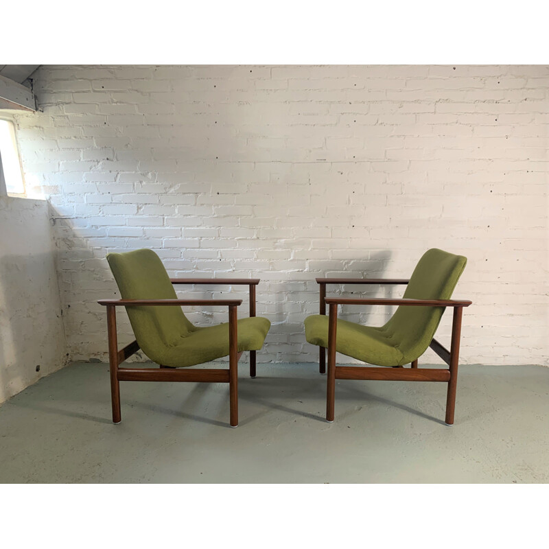 Pair of 2 vintage scandinavian armchairs by Finn Juhl and Fredrik Kayser, 1960