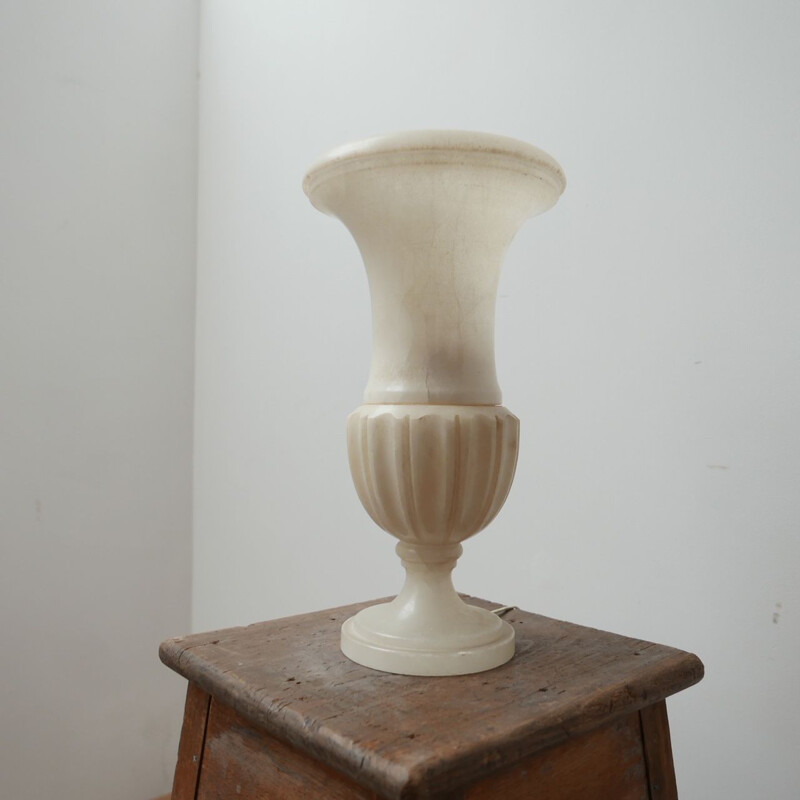 Vintage alabaster urn table lamp, Netherlands 1930