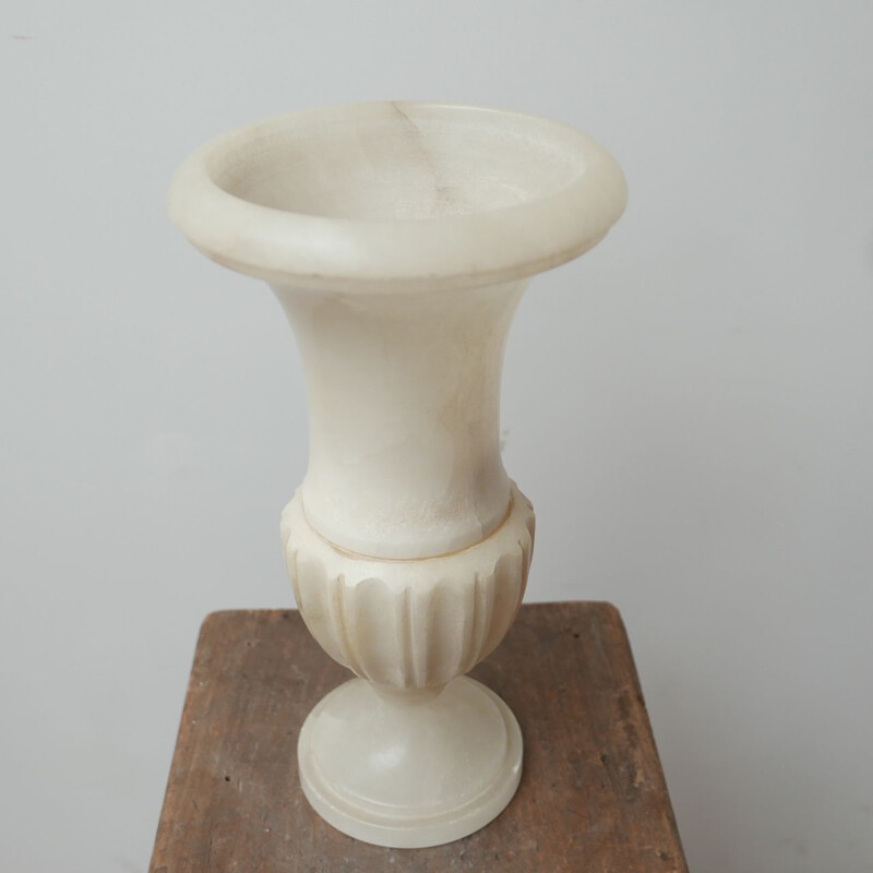 Candeeiro de mesa de urna de alabastro Vintage, Holanda 1930