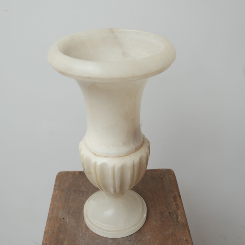 Vintage alabaster urn table lamp, Netherlands 1930