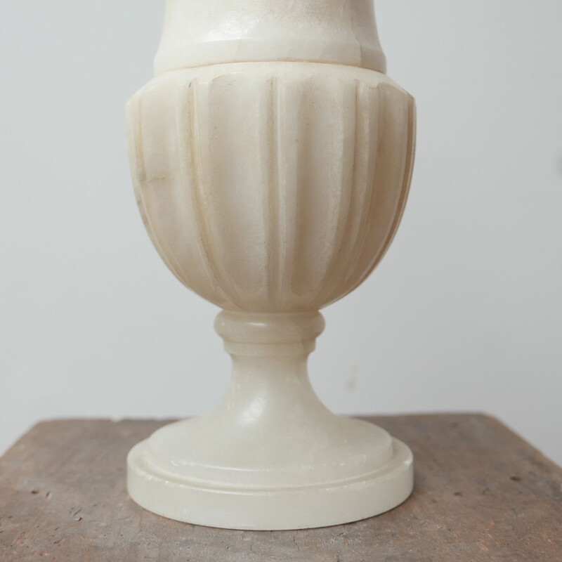 Vintage alabaster urn table lamp, Netherlands 1930