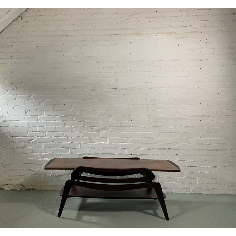 Mid century rosewood coffee table with top is reversable, 1960