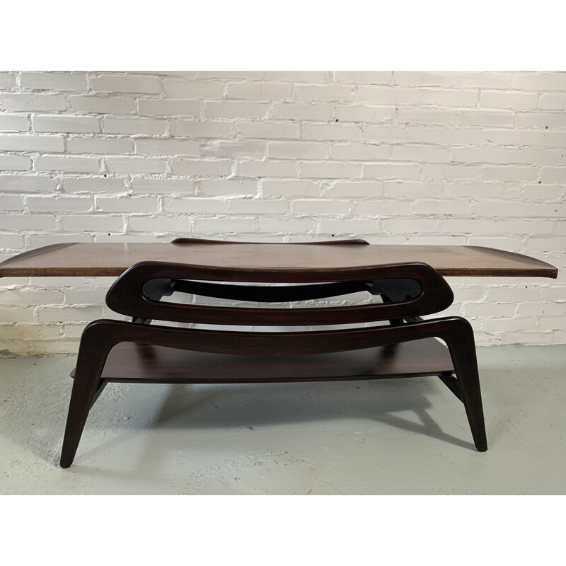 Mid century rosewood coffee table with top is reversable, 1960