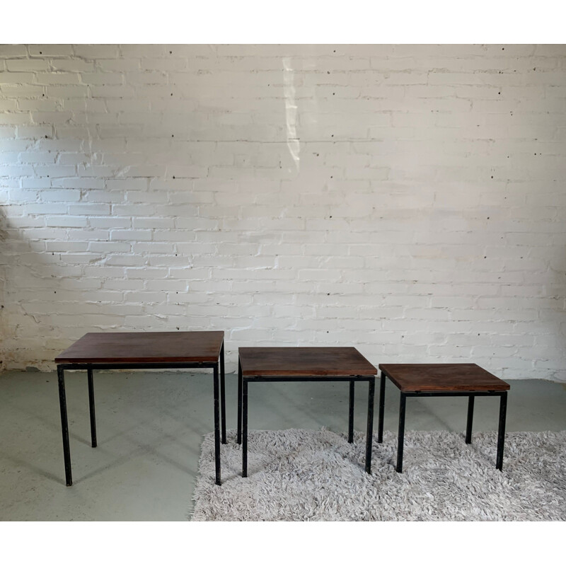 Set of 3 vintage nesting tables  in rosewood By Cees Braakman, 1960s