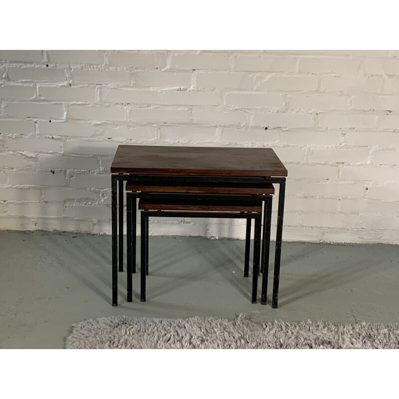 Set of 3 vintage nesting tables  in rosewood By Cees Braakman, 1960s