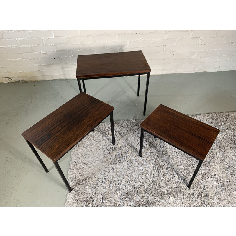 Set of 3 vintage nesting tables  in rosewood By Cees Braakman, 1960s