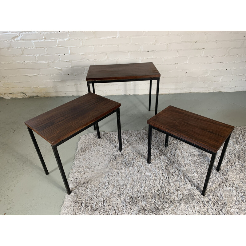 Set of 3 vintage nesting tables  in rosewood By Cees Braakman, 1960s