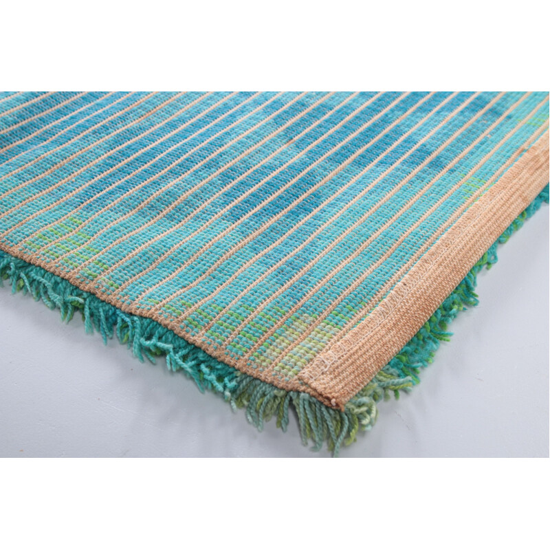 Vintage wool hand-knotted rug, Sweden 1960-1970