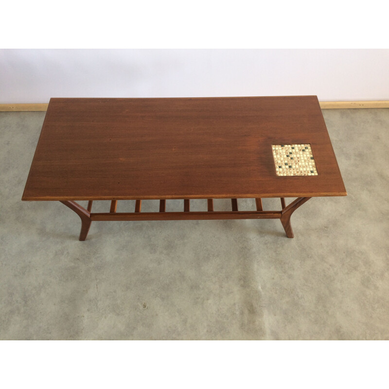 Table basse vintage en teck  par Louis Van Teeffelen pour Wébé 1960