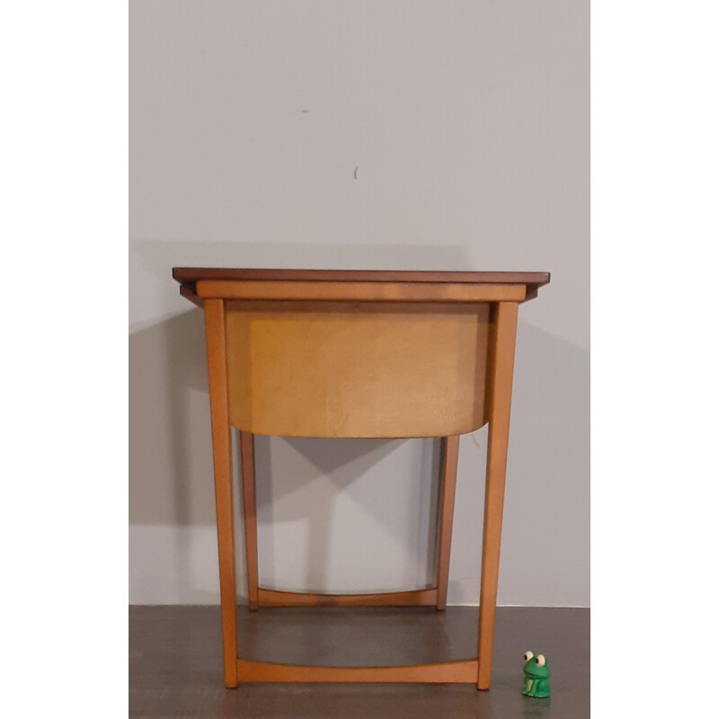 Vintage teak & leather bedside table or dresser, Scandinavian 1960s