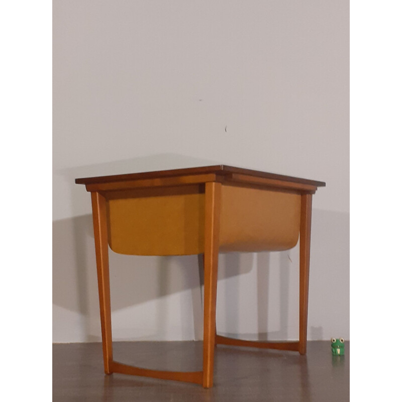 Vintage teak & leather bedside table or dresser, Scandinavian 1960s