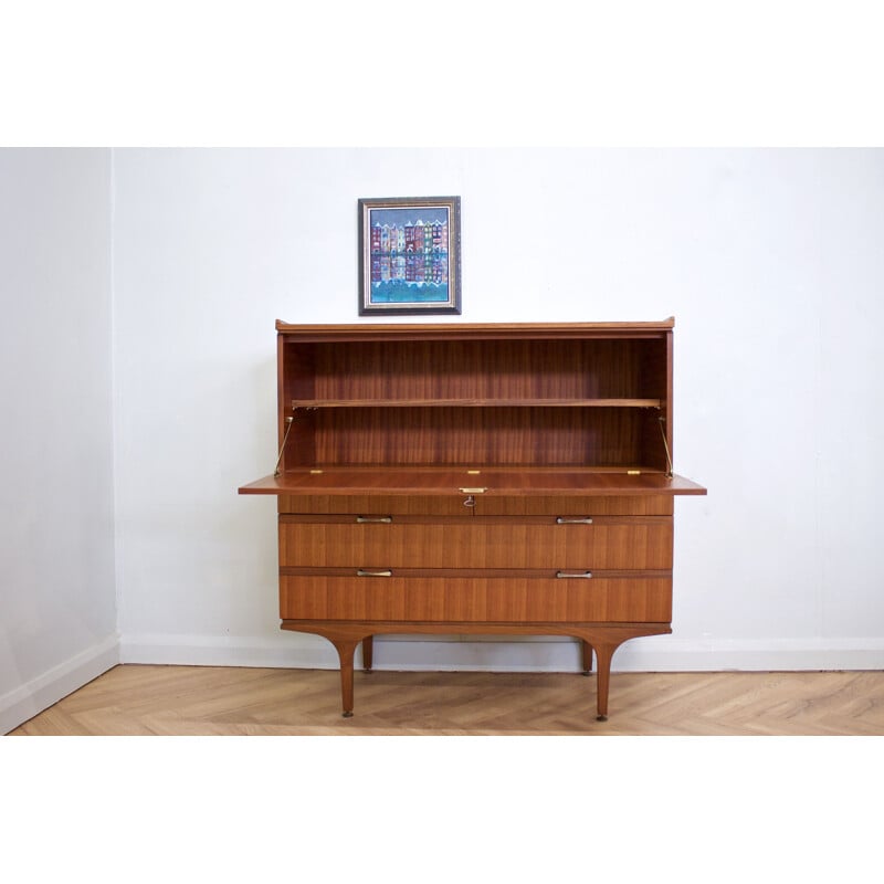 Bureau ou meuble à boissons vintage en teck, Angleterre 1960