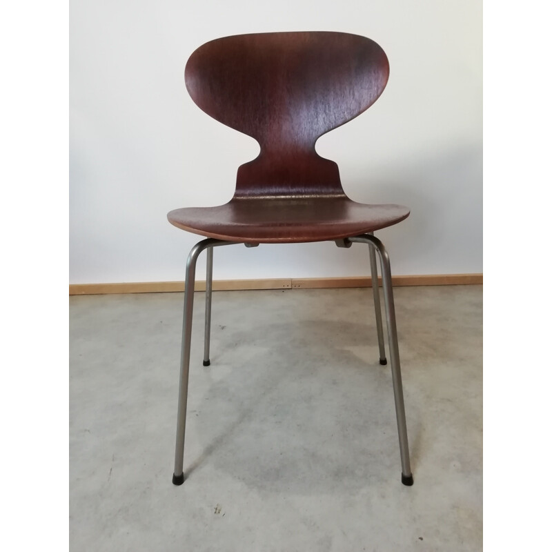 Set of 4 vintage teak chairs model 3101 By Arne Jacobsen for Fritz Hansen, 1950