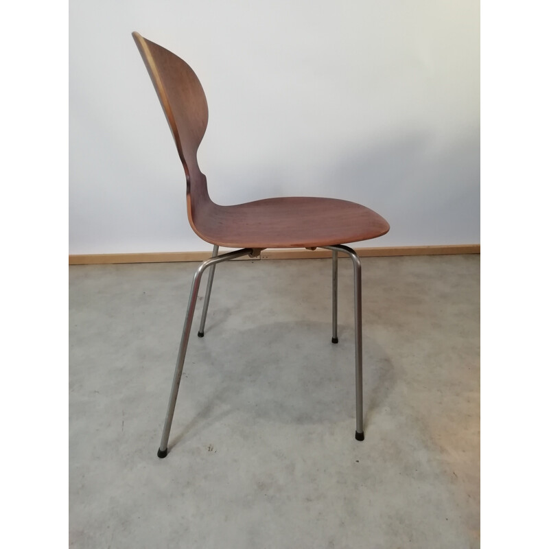Set of 4 vintage teak chairs model 3101 By Arne Jacobsen for Fritz Hansen, 1950