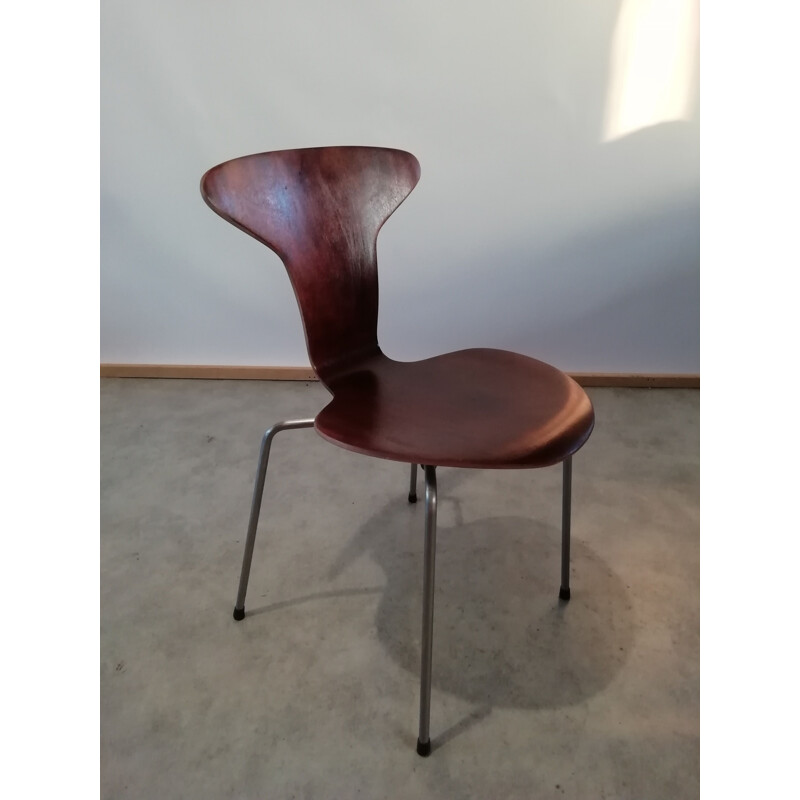 Ensemble de 4 chaises vintage moustique no 3105 myggen Par Arne Jacobsen pour Fritz Hansen, Danemark 1950