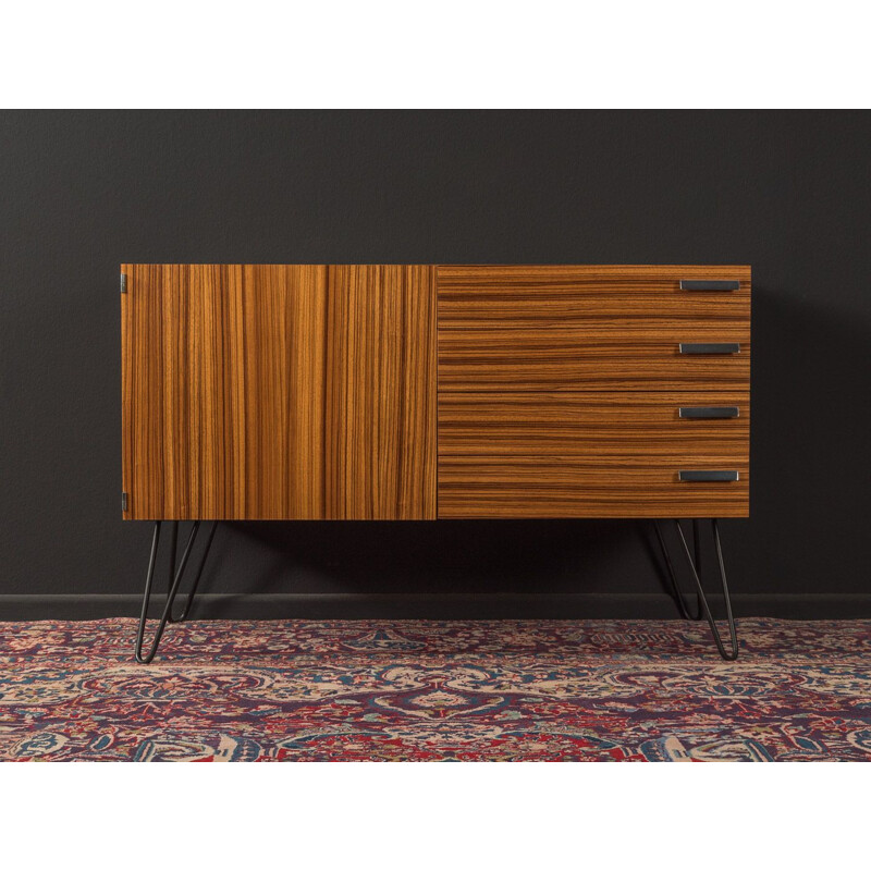 Vintage chest of drawers in zebrano veneer with four drawers, Germany 1950s 