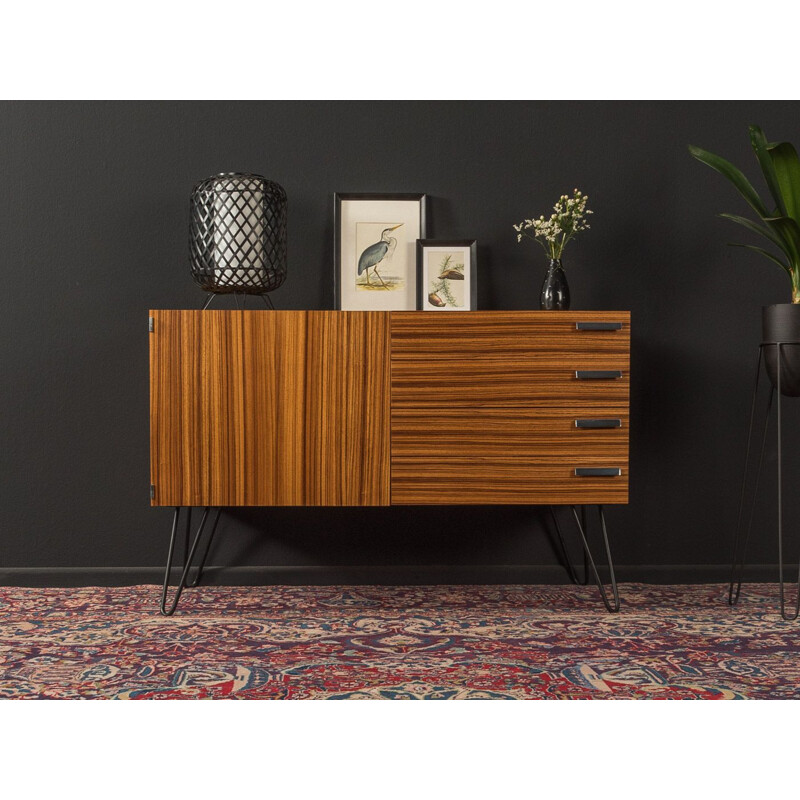 Vintage chest of drawers in zebrano veneer with four drawers, Germany 1950s 