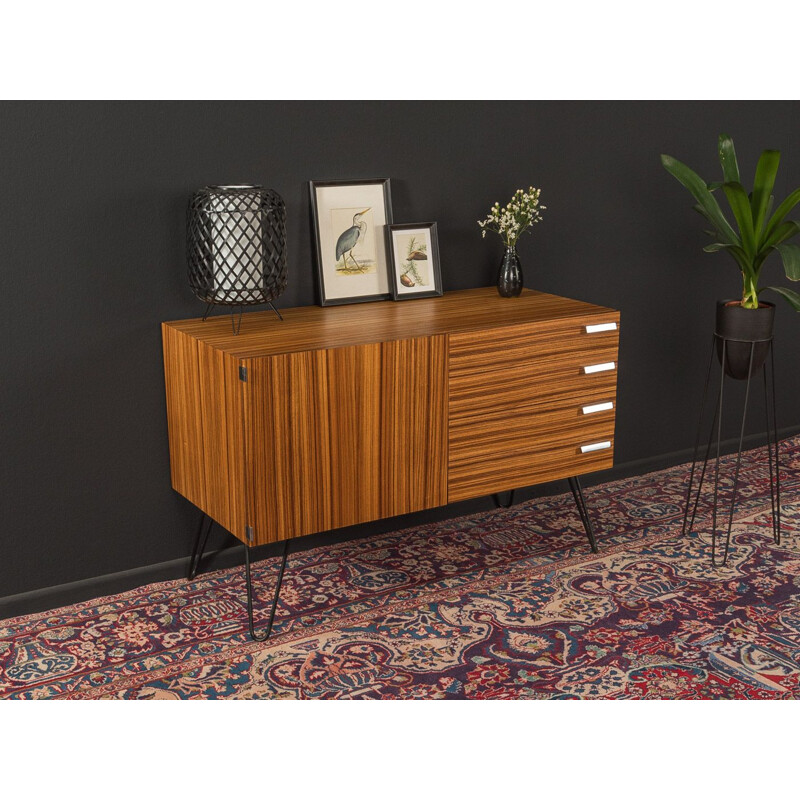 Vintage chest of drawers in zebrano veneer with four drawers, Germany 1950s 