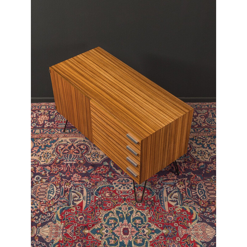 Vintage chest of drawers in zebrano veneer with four drawers, Germany 1950s 