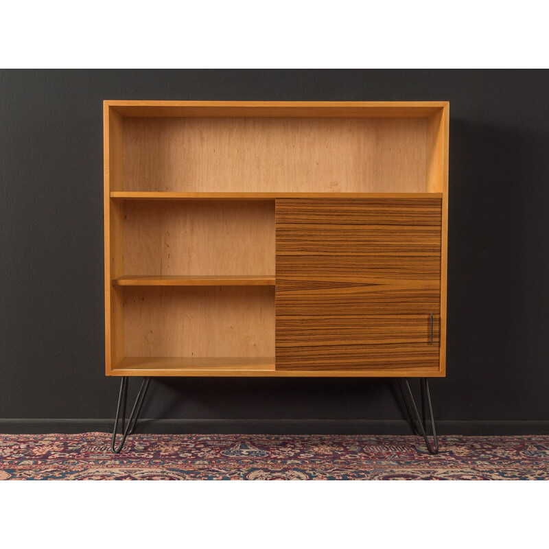 Vintage zebrano veneer chest of drawers with sliding doors, Germany 1950