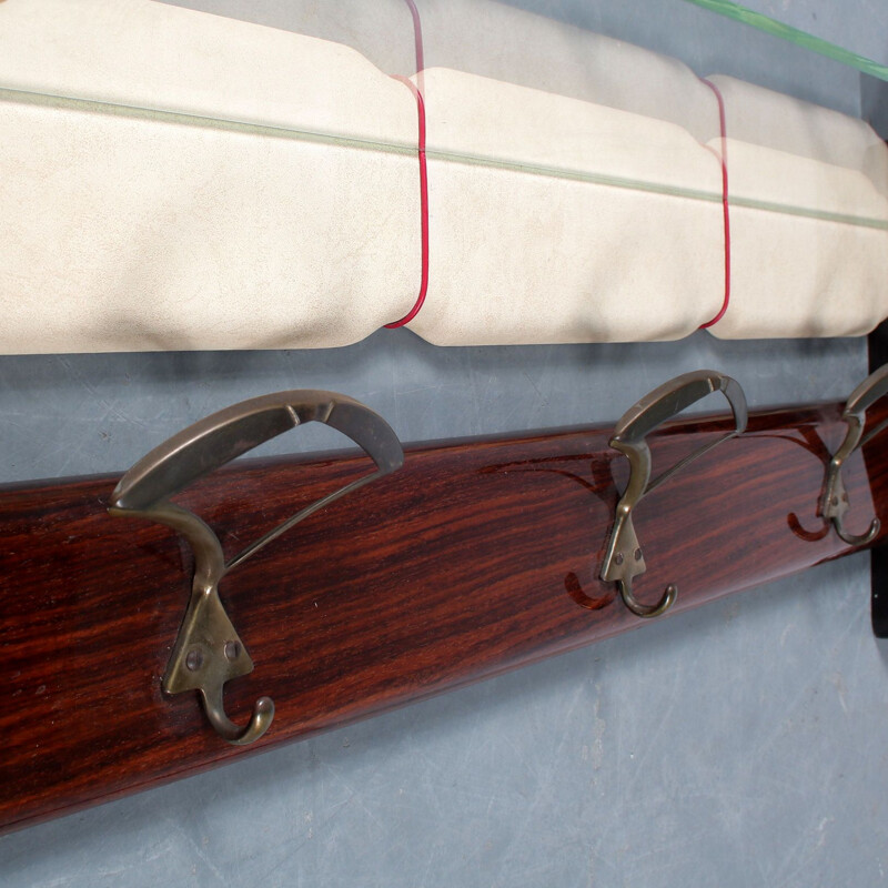 Mid century Italian coat rack in warn brown wood by Ico Parisi 1950s 