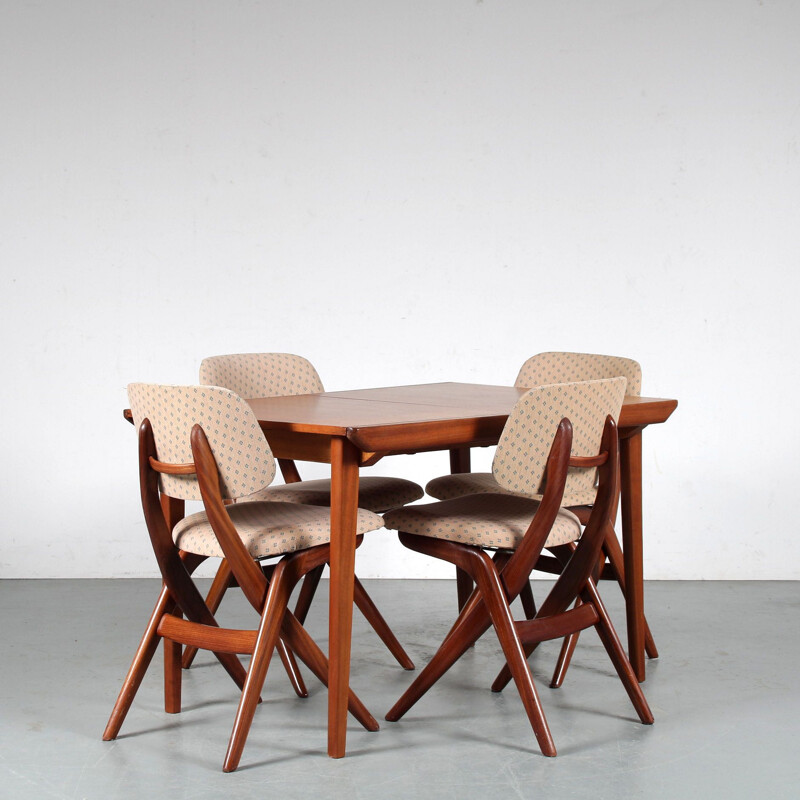 Mid century dining set by Louis van Teeffelen for Wébé, Netherlands 1950s