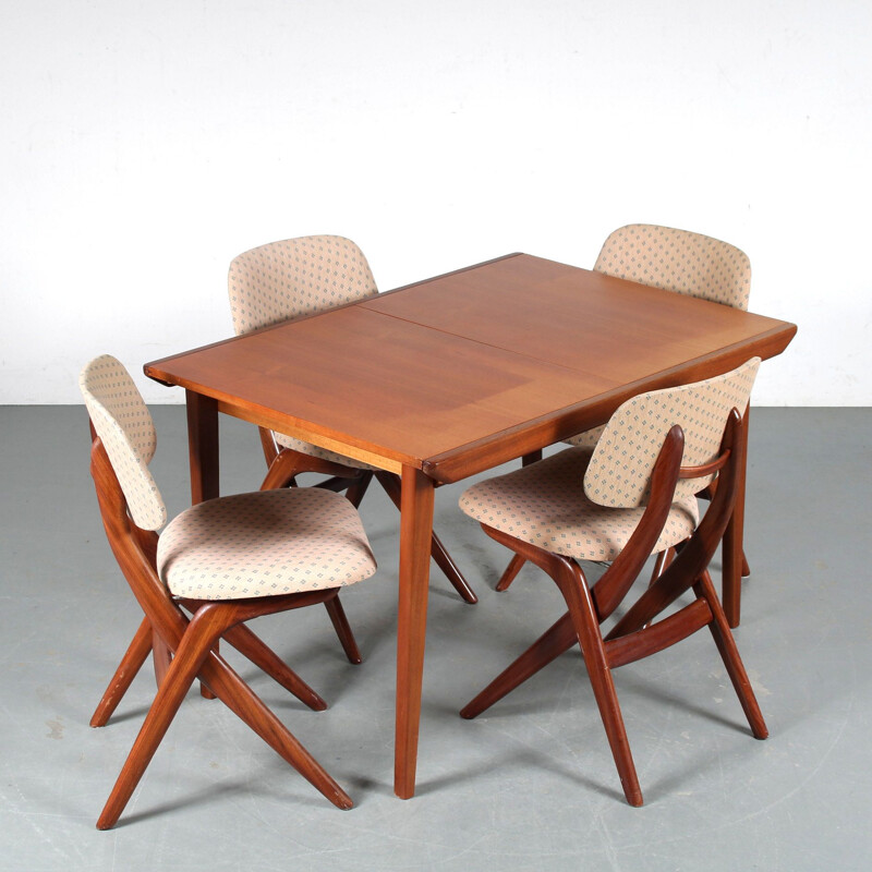 Mid century dining set by Louis van Teeffelen for Wébé, Netherlands 1950s