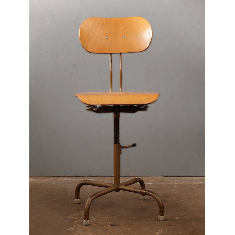 Set of 2 height-adjustable industrial chairs - 1970s