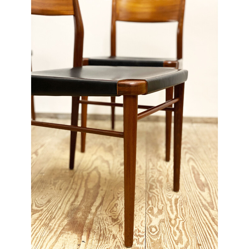 Set of 4 vintage teak dining chairs by Georg Leowald for Wilkhahn Germany 1950s