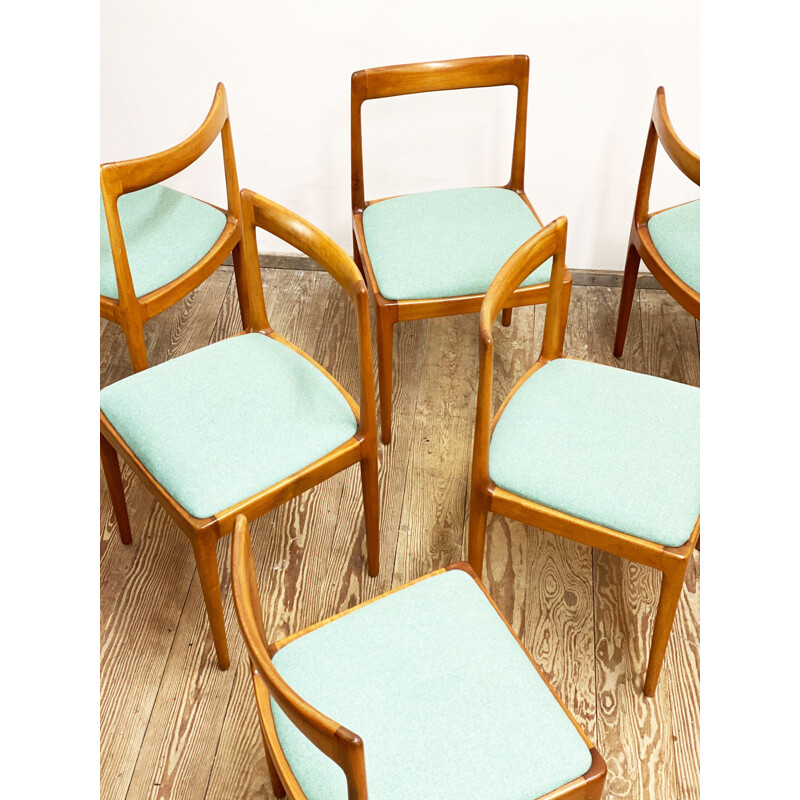 Ensemble de 6 chaises de salle à manger vintage en bois de cerisier par Lübke Allemagne 1960