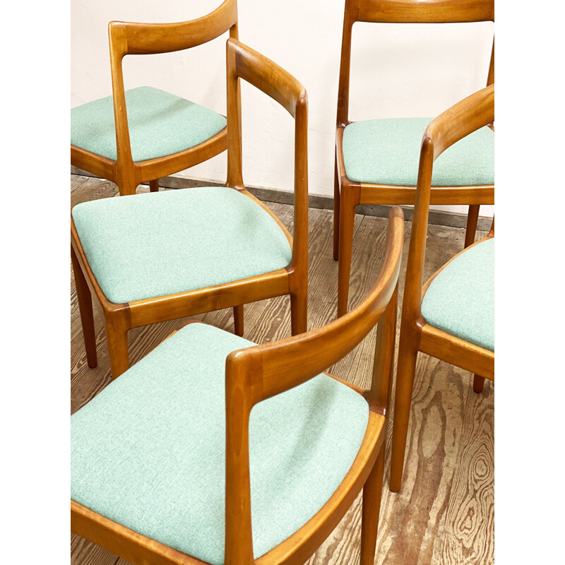 Set of 6 mid century cherry wood dining chairs by Lübke Germany 1960s