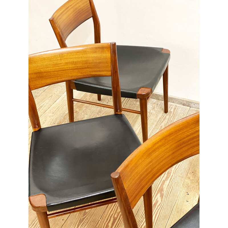 Ensemble de 4 chaises de salle à manger vintage en teck par Georg Leowald pour Wilkhahn Allemagne 1950s