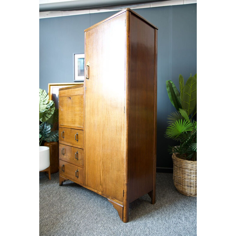 Vintage solid oak wardrobe, Edwardian 1930