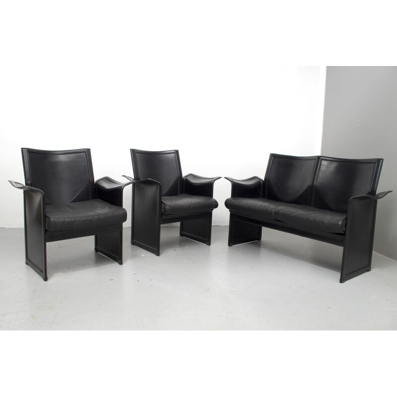 Set of 1 Matteo Grassi sofa and 2 matching armchairs, Tito AGNOLI - 1980s