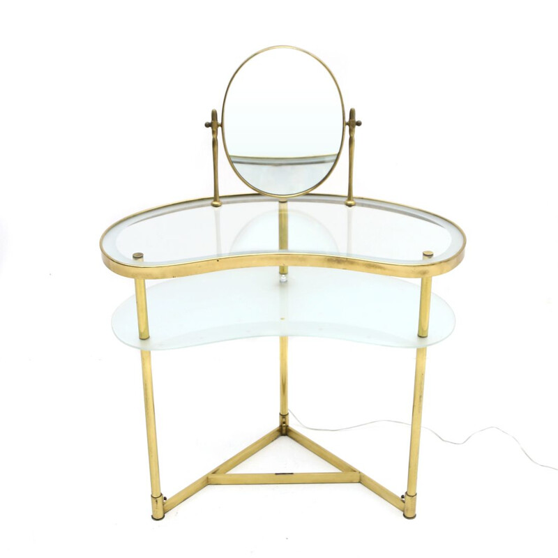 Vintage brass and glass dressing table by Lampadarte 1950